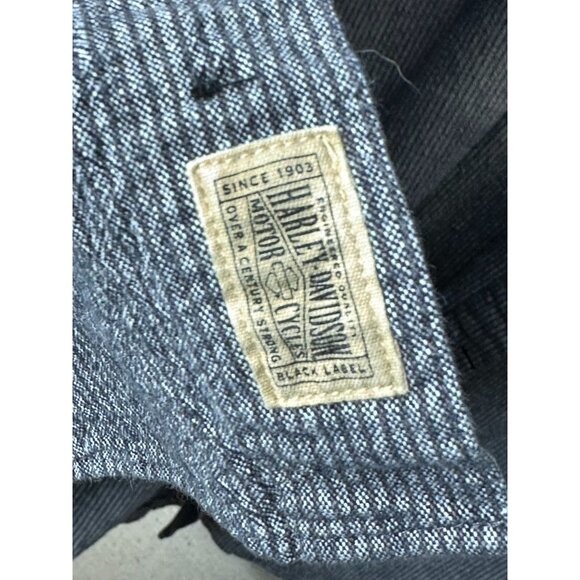 Harley-Davidson Black Label Gray Stripe Short Sleeve Button-Up Shirt Mens Med - Picture 7 of 15